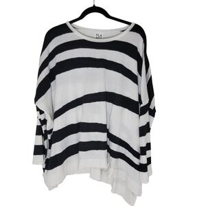 PLANET Pima Cotton Modal Striped Oversized Sweater Black White One Size Peru